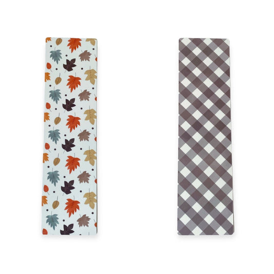 Double Sided Bag Inserts 25 pcs- Fall leaves/ grey plaid