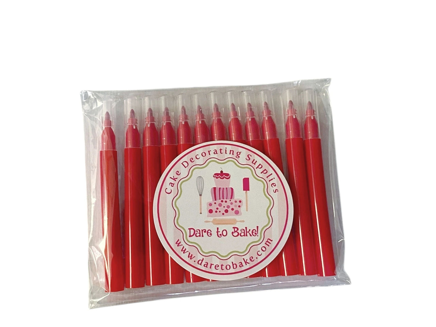12 RED Mini edible ink markers for cookie decorating