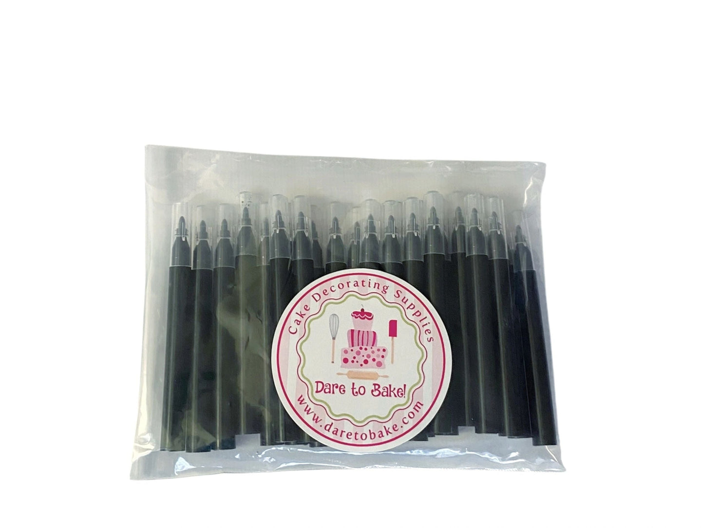 25 BLACK Mini edible ink markers for cookie decorating