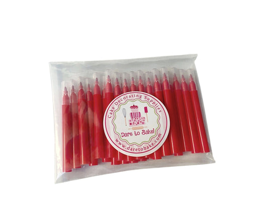 25 RED Mini edible ink markers for cookie decorating