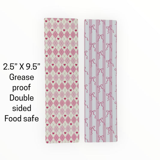 Double Sided Bag Inserts 25 pcs- Coquette/ Pink Bows/ Pink Argyle