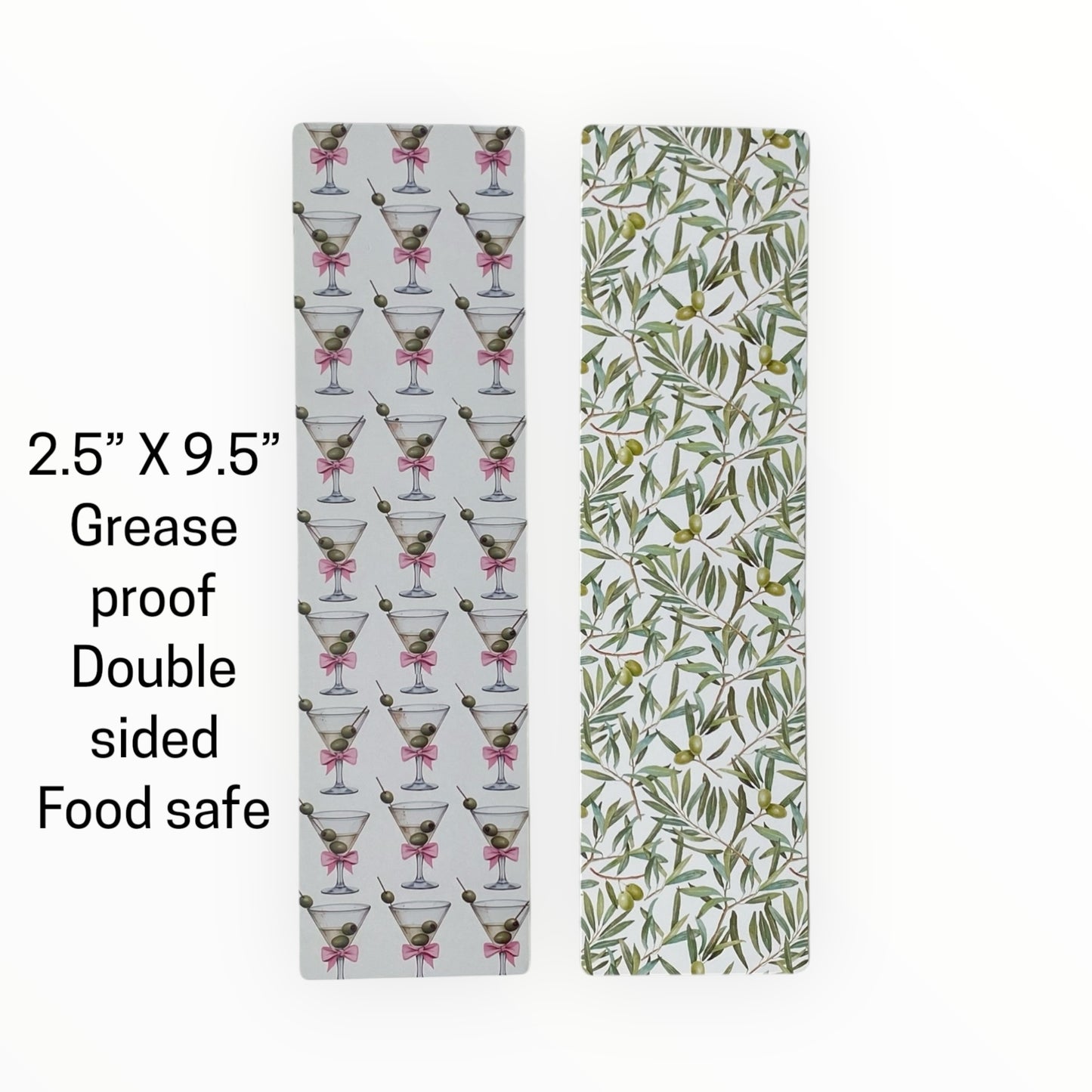 Double Sided Bag Inserts 25 pcs- Martini Glass/ Olive/ Olive Branch