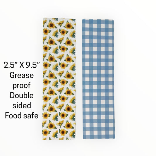 Double Sided Bag Inserts 25 pcs- Sunflowers/ Blue Plaid/ Blue Gingham