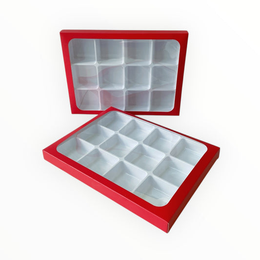 Red Boxes with insert Tray for 12 Mini Cookies
