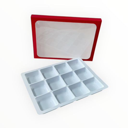 Red Boxes with insert Tray for 12 Mini Cookies