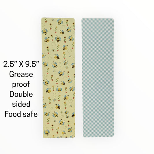 Double Sided Bag Inserts 25 pcs- Bees/ Blue Gingham