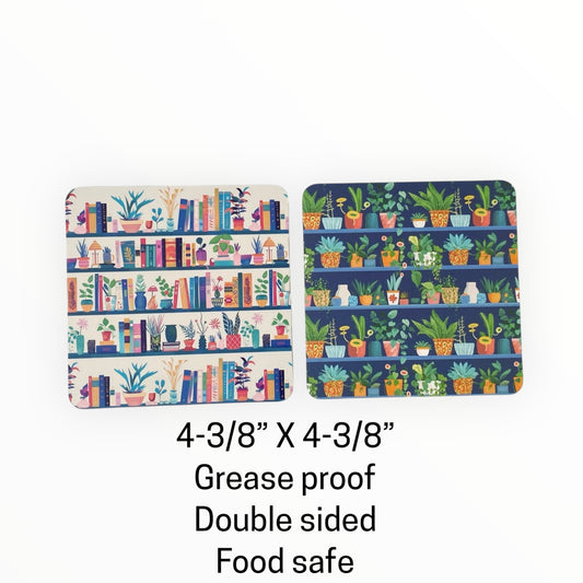 Square Double Sided Bag Inserts 25 pcs- Book Lovers/ Plant Lovers