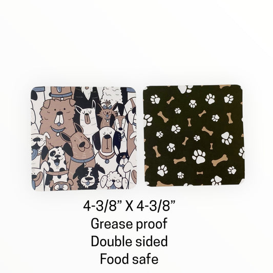 Square Double Sided Bag Inserts 25 pcs- Dog/ Puppy/ Dog Bone