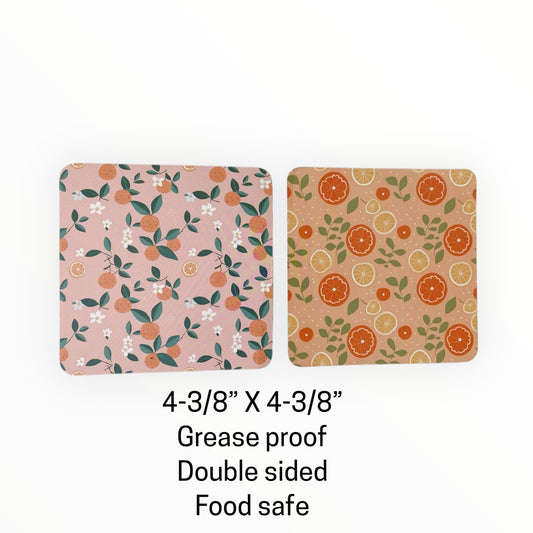 Square Double Sided Bag Inserts 25 pcs- Oranges/ Citrus/ Cuties