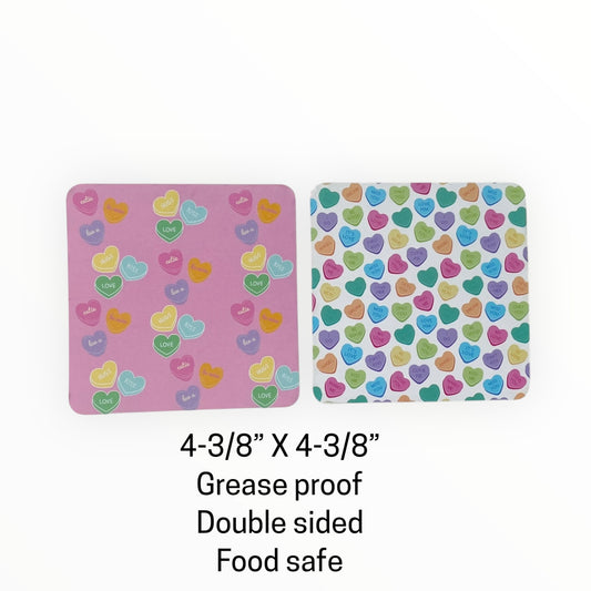 Square Double Sided Bag Inserts 25 pcs- Conversation Hearts/ Valentine's Day