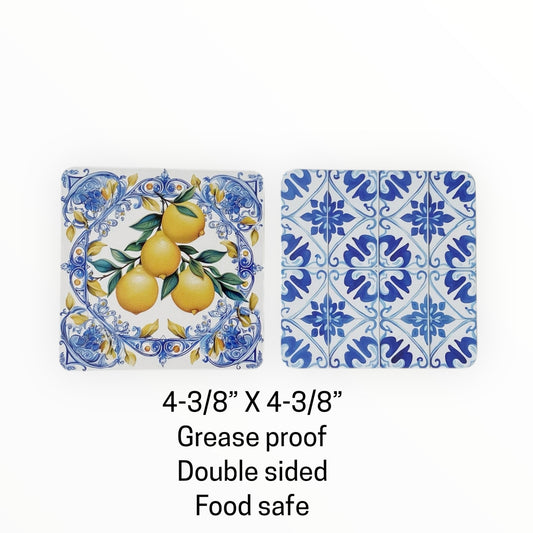 Square Double Sided Bag Inserts 25 pcs- Lemon/ Mediterranean Tile