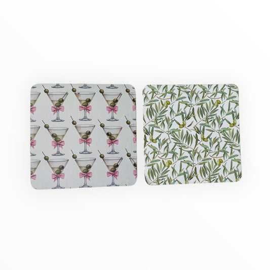 Square Double Sided Bag Inserts 25 pcs- Martini Glass/ Olive/ Olive Branch