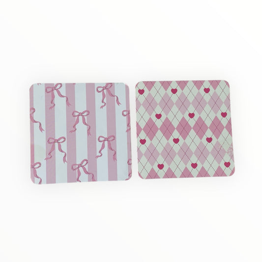 Square Double Sided Bag Inserts 25 pcs- Coquette/ Pink Bow/ Pink Argyle