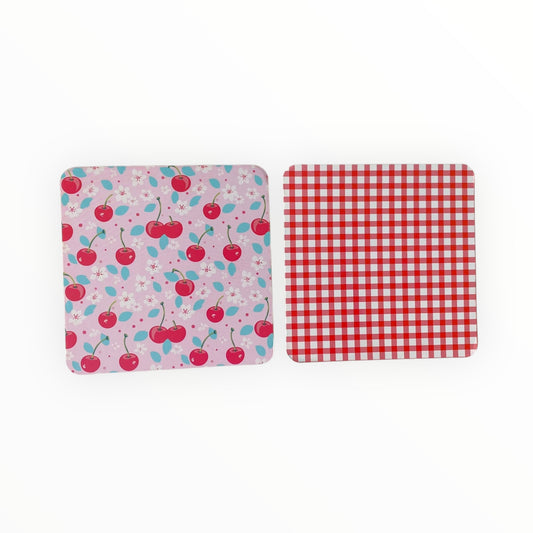 Square Double Sided Bag Inserts 25 pcs- Cherry/ Red Plaid/ Red Gingham