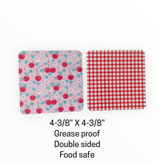 Square Double Sided Bag Inserts 25 pcs- Cherry/ Red Plaid/ Red Gingham