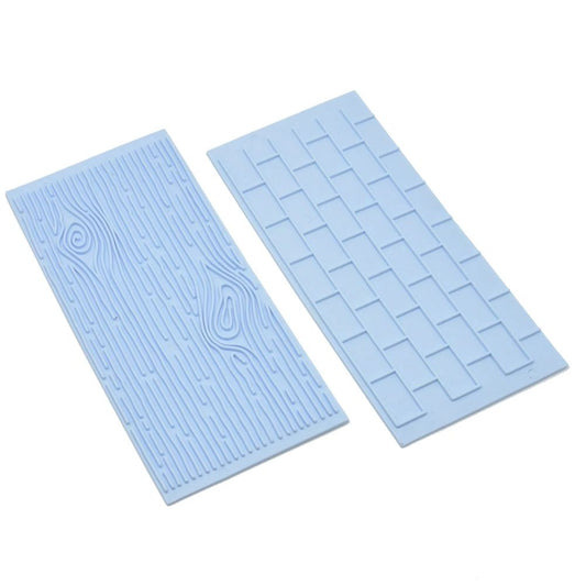 2 Pc- Wood Grain and Wall Brick Fondant Embosser