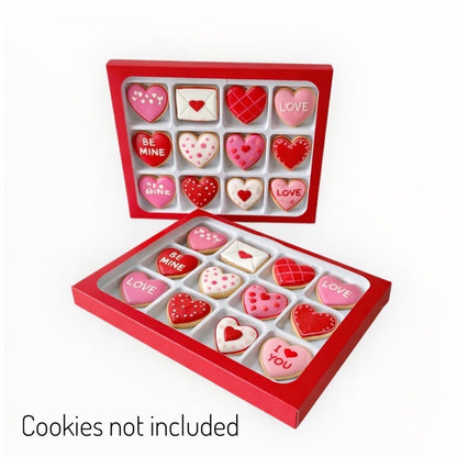 Red Boxes with insert Tray for 12 Mini Cookies