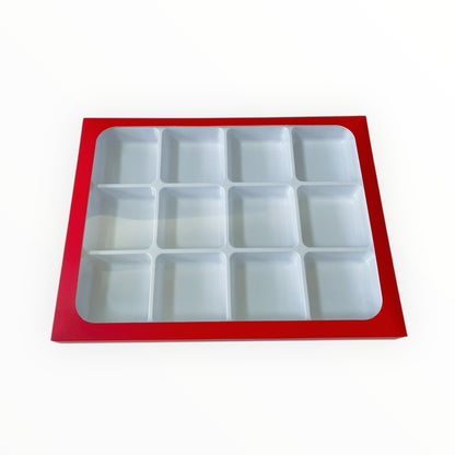 Red Boxes with insert Tray for 12 Mini Cookies